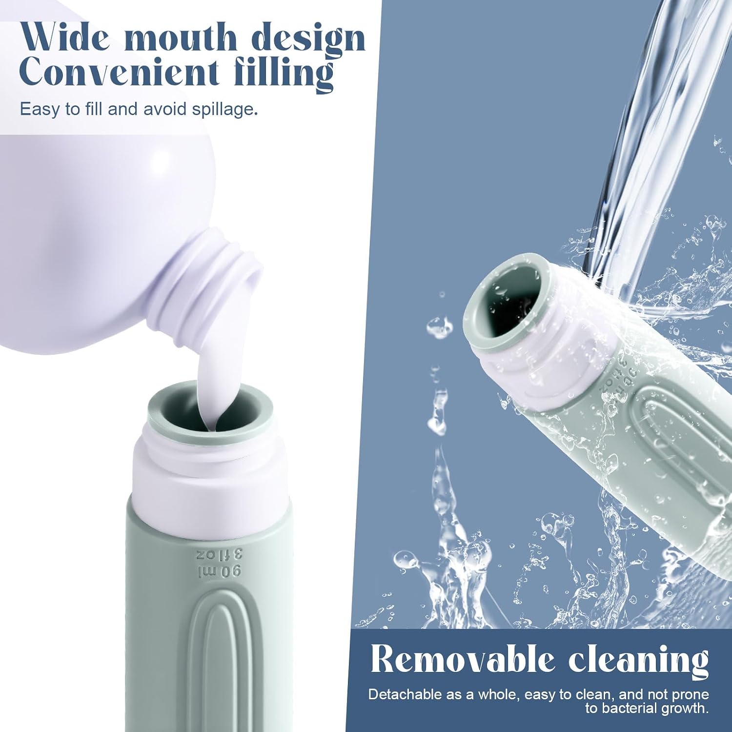Travel Bottles for Toiletries, 3oz TSA Approved Travel Size Toiletries, Silicone Leak-Proof Refillable Containers, Squeezable Liquid Essentials Bottles W/Clear Bag (GRAY) - Image 6