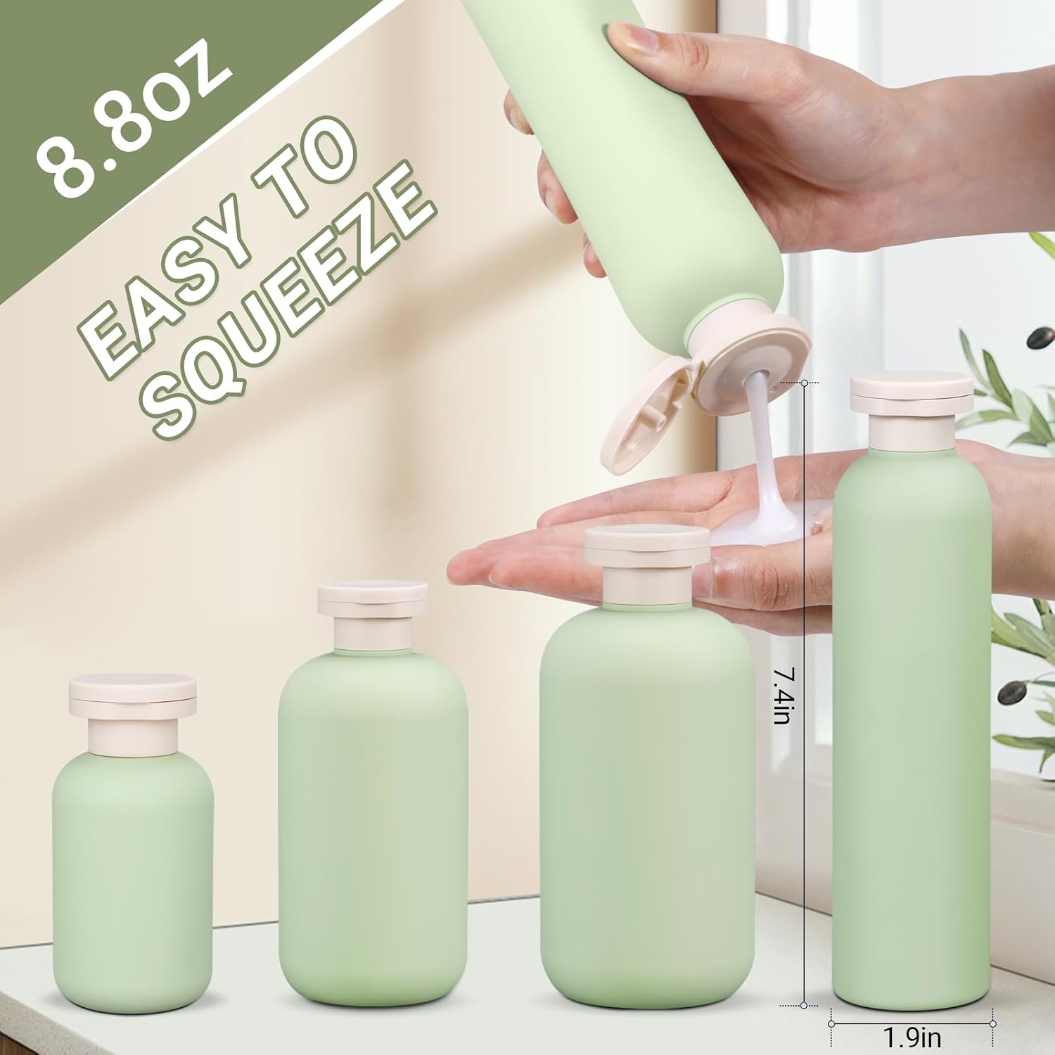 ASEVAT 8.8oz 3Pcs Plastic Refillable Travel Shampoo and Conditioner Bottles Refillable Travel Bottle with Flip Cap Plastic Shampoo and Conditioner Bottles - Image 2