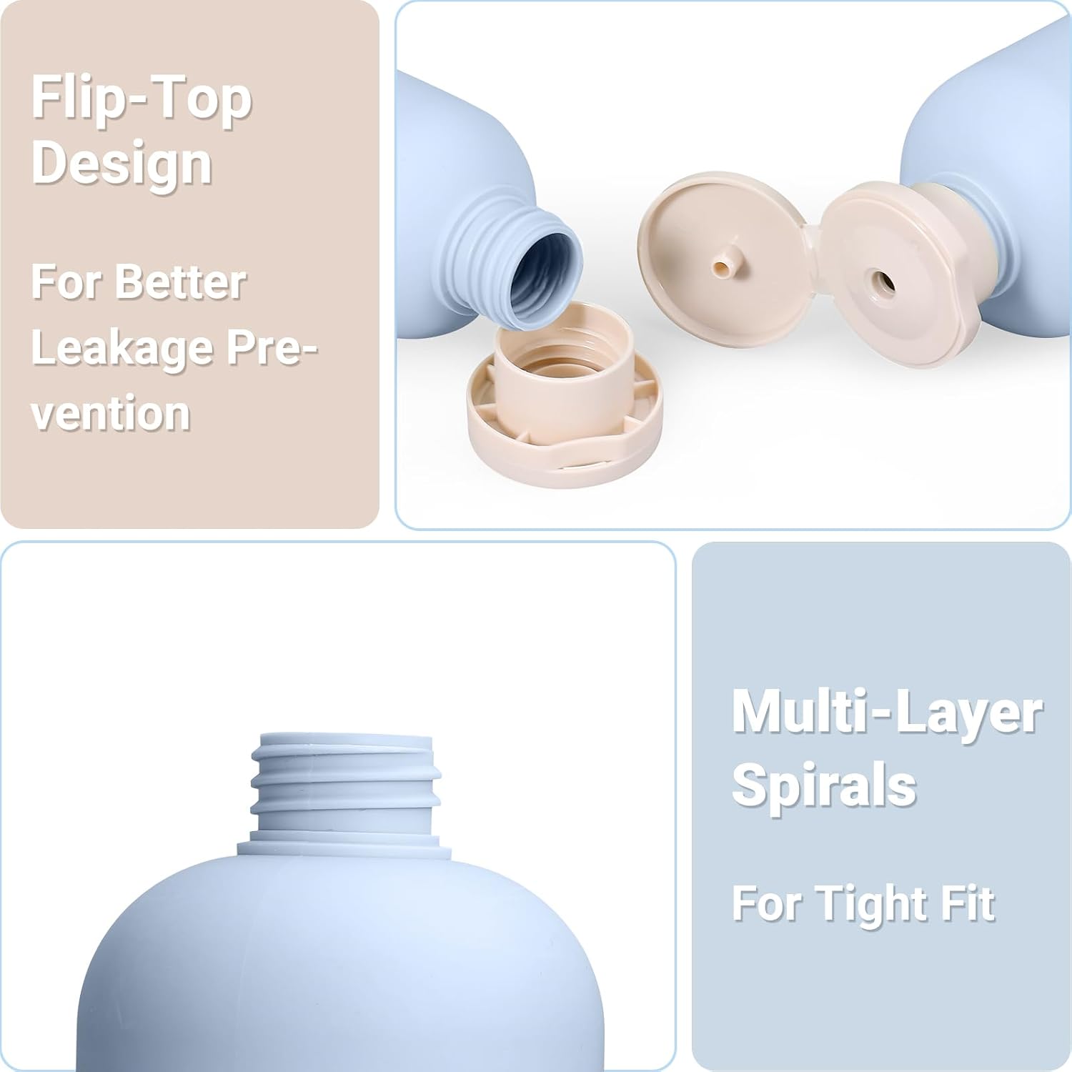 ASEVAT 8.8oz 3Pcs Plastic Refillable Travel Shampoo and Conditioner Bottles Refillable Travel Bottle with Flip Cap Plastic Shampoo and Conditioner Bottles - Image 7