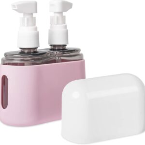 Yamadura Travel bottles for Toiletries, TSA Approved Travel Containers, Refillable, Portable, Spray Bottles and Pump Bottles with Labels for Creams, Perfumes and Shampoos (Pink)