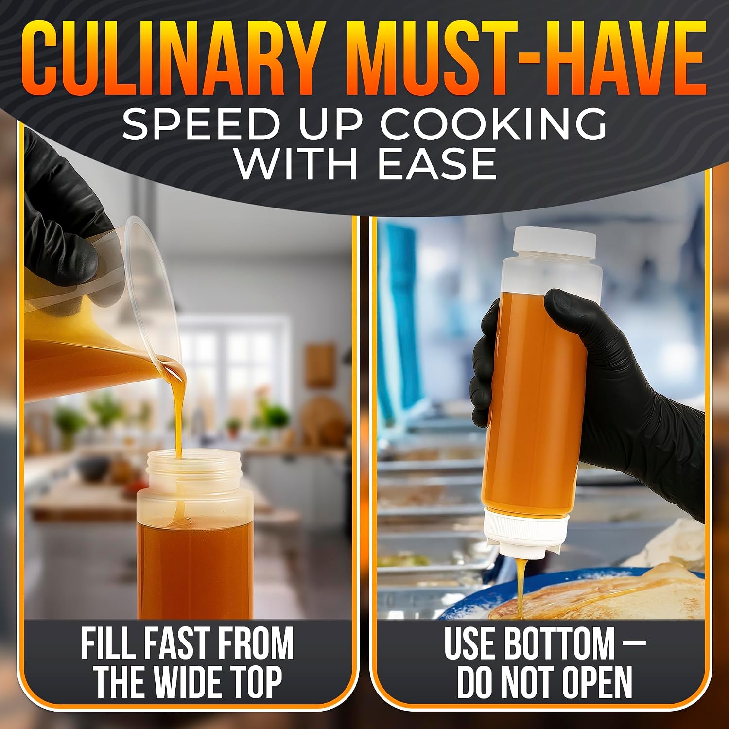 3 Pack 16 oz Inverted Condiment Squeeze Bottles for Sauces, Squirt Bottles - Image 5