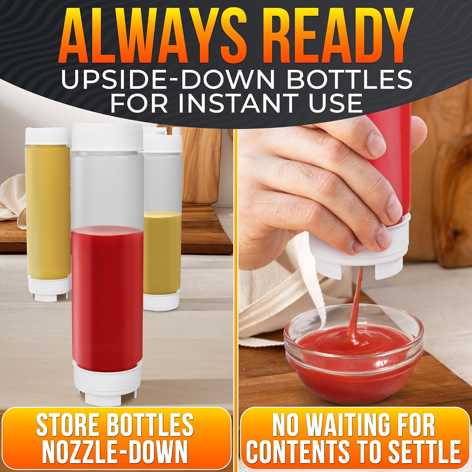 3 Pack 16 oz Inverted Condiment Squeeze Bottles for Sauces, Squirt Bottles - Image 7