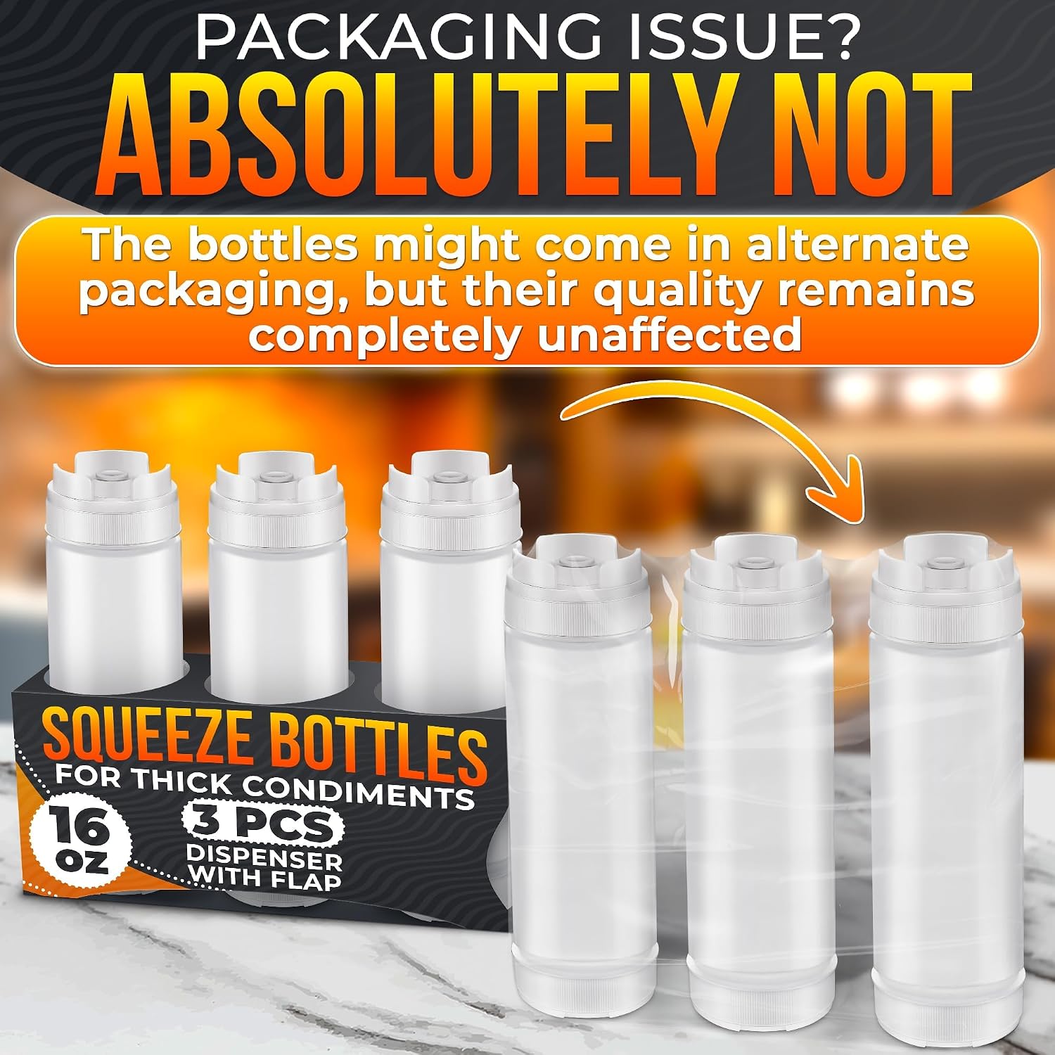 3 Pack 16 oz Inverted Condiment Squeeze Bottles for Sauces, Squirt Bottles - Image 8