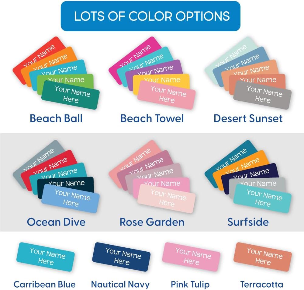 InchBug Personalized Name Label Combo Pack, 97-Piece, Surfside - Image 4